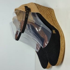 Viscata Barcelona Satuna espadrille black canvas wedge sandals women sz 9 EU 40